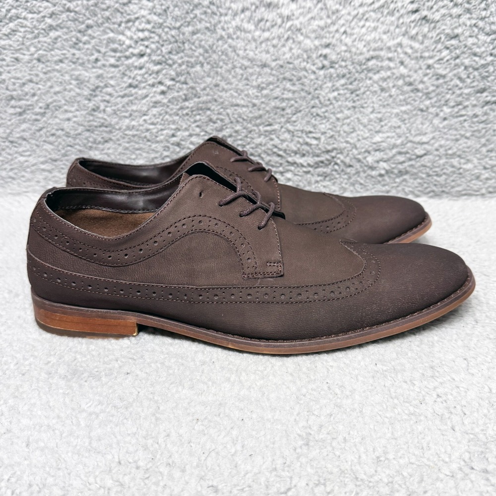 Aldo Mens Size 10 Low Top Wingtip Oxford Dress Shoes Brown Leather Lace Up